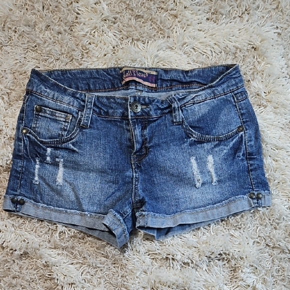 Wallflower Pants - Wallflower Blue Jean Shorts Distressed Cuffed Hem